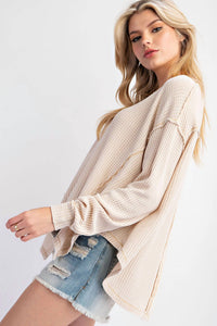 Easel - Waffle Knit Long Sleeve Top