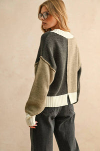 Miou Muse - Cozy Contrast Knit Sweater
