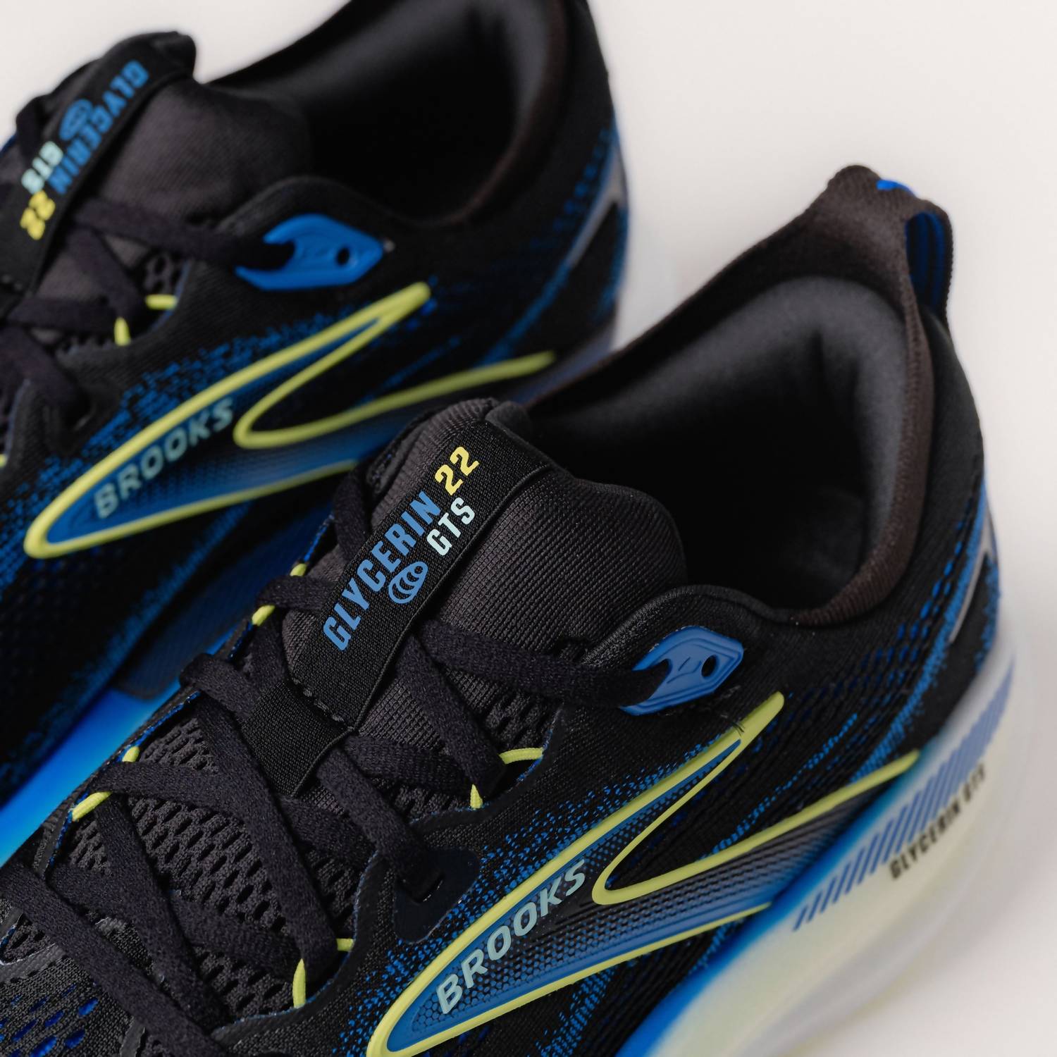 BROOKS Men's Glycerin Gts 22 Running Shoes in black cobalt neo yellow - men's shoe - view 6