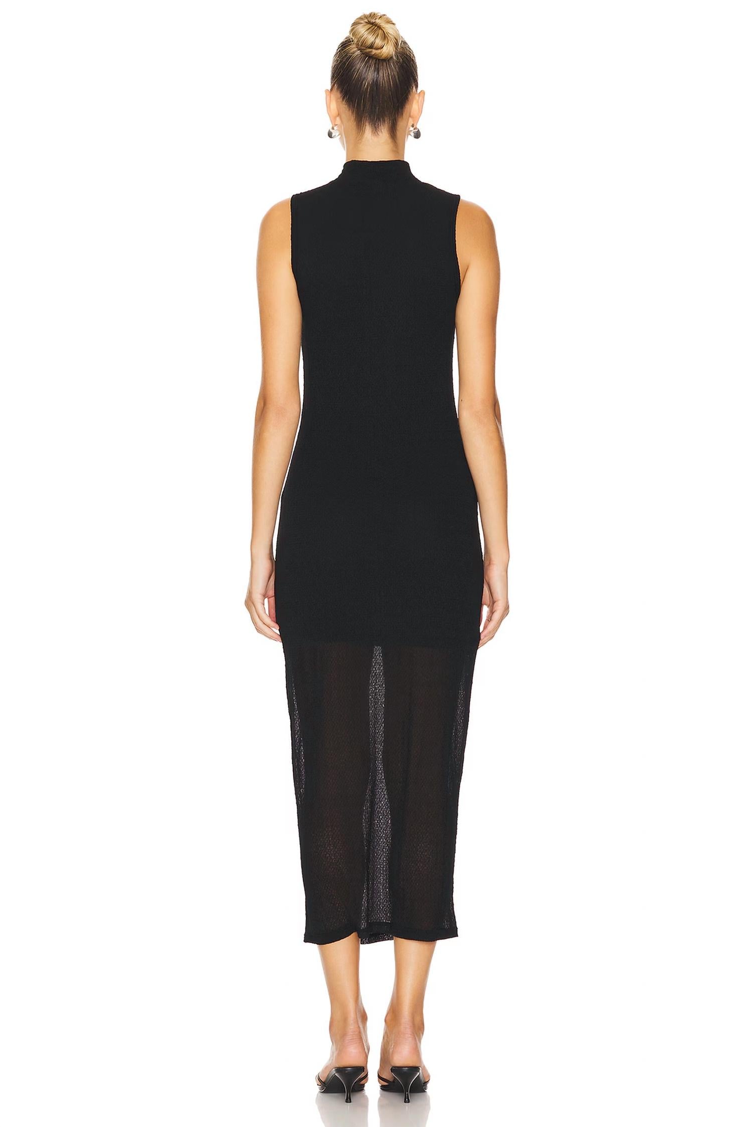 Frame - Mesh Stand-up Collar Dress