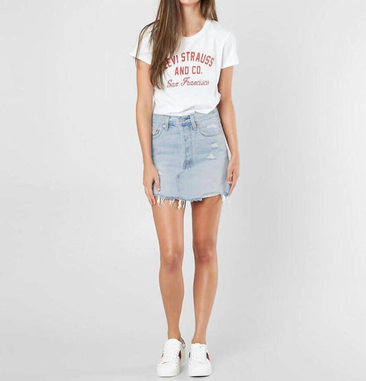 Levi'S - Denim Distressed Raw Hem Cotton Mini Skirt