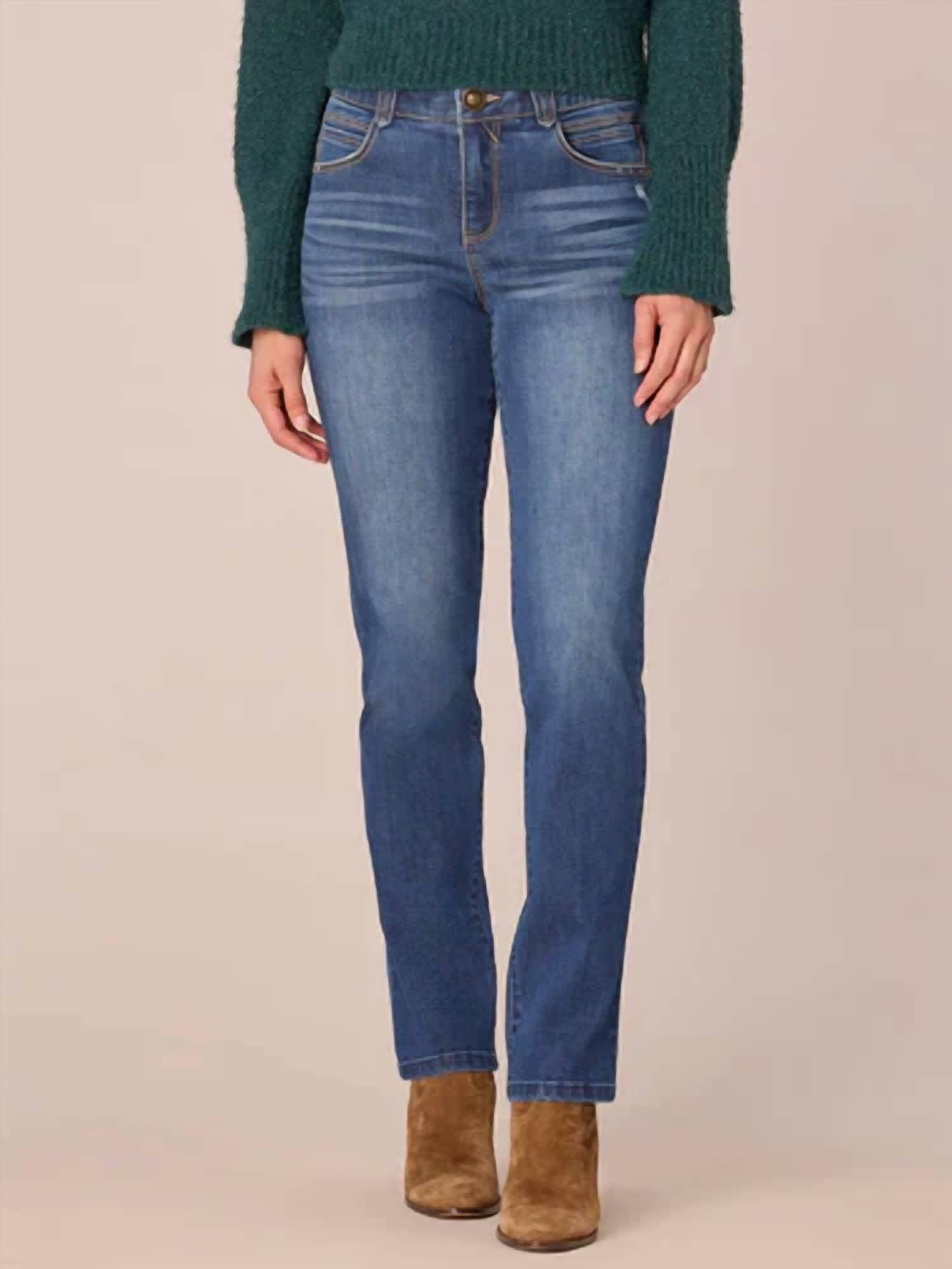 Democracy - Ab Solution Mid Rise Straight Leg Jeans With Angled Dart Seams