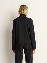 Nation LTD Neo Turtleneck Top in jet black - women's long sleeve top - detail view
