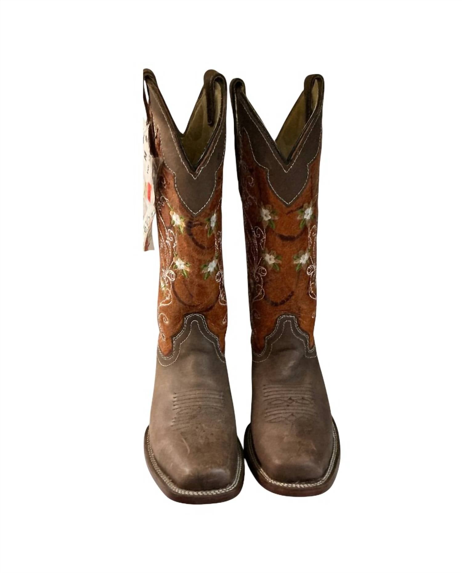 Corral Women's Floral Western Boots in burnt orange - women's shoe - detail view