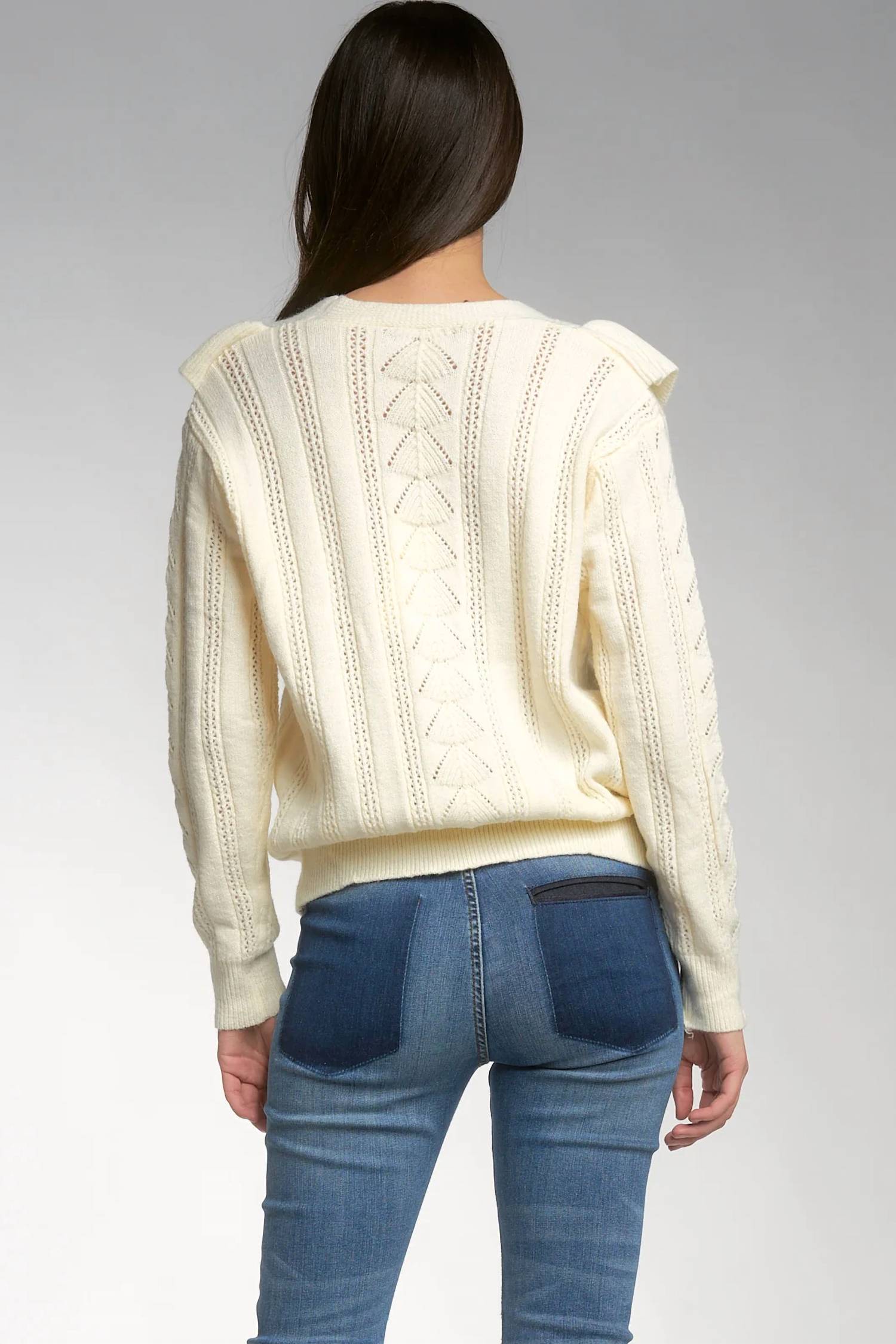 Elan - Ruffle Sweater Cardigan