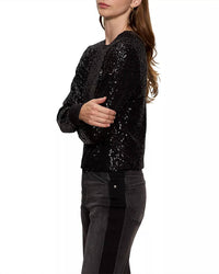 Sanctuary Sparkle Together Top in black - women's long sleeve top - detail view