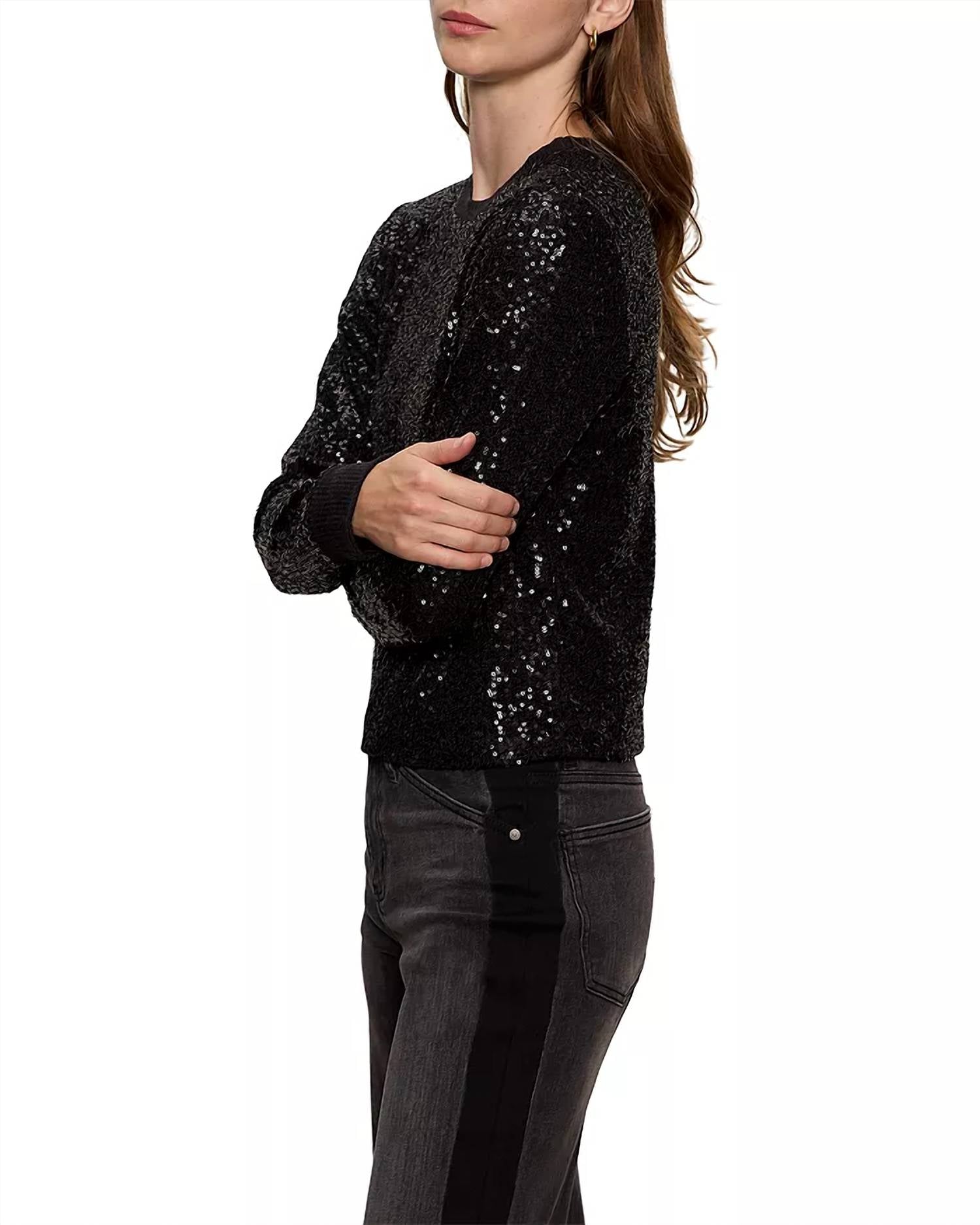 Sanctuary Sparkle Together Top in black - women's long sleeve top - detail view