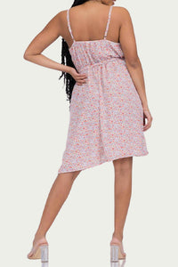 FLORAL-PRINT SURPLICE JERSEY MINI DRESS