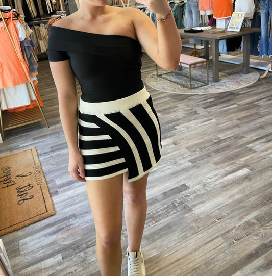 Olivaceous - Striped Wrap Mini Skirt