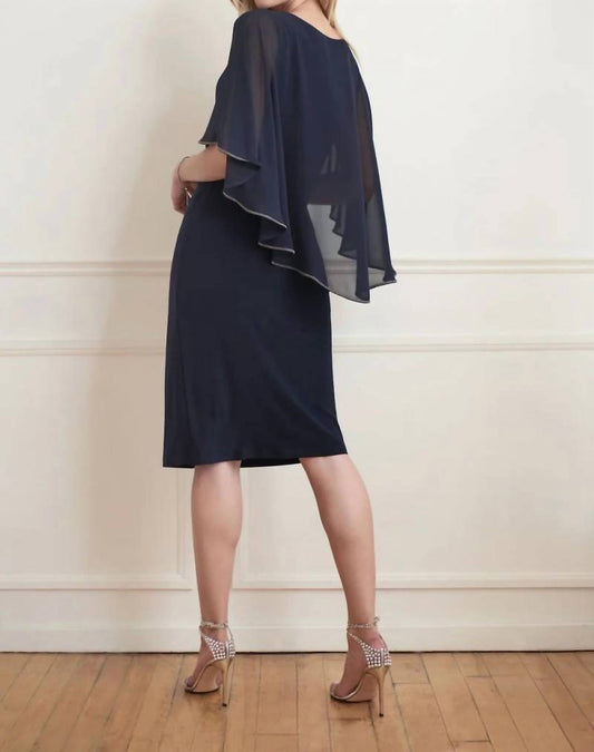 Joseph Ribkoff - Diamante Trim Cape Dress