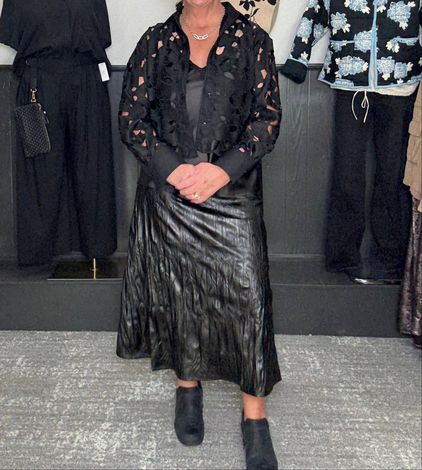 Thml - Long Leather-look Textured Skirt