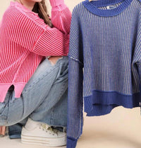 Very J - Cropped Stripe Sweater