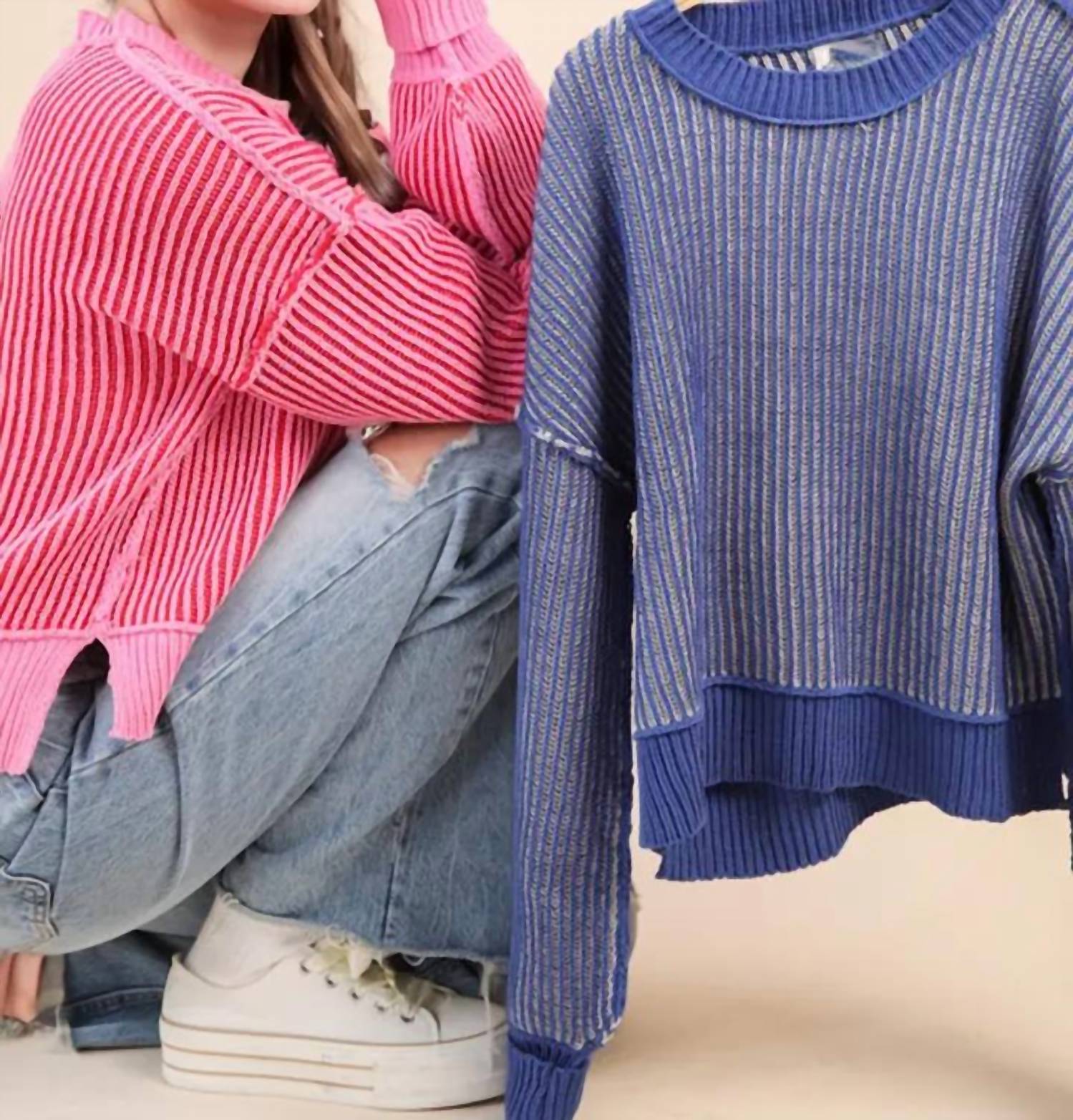 Very J - Cropped Stripe Sweater
