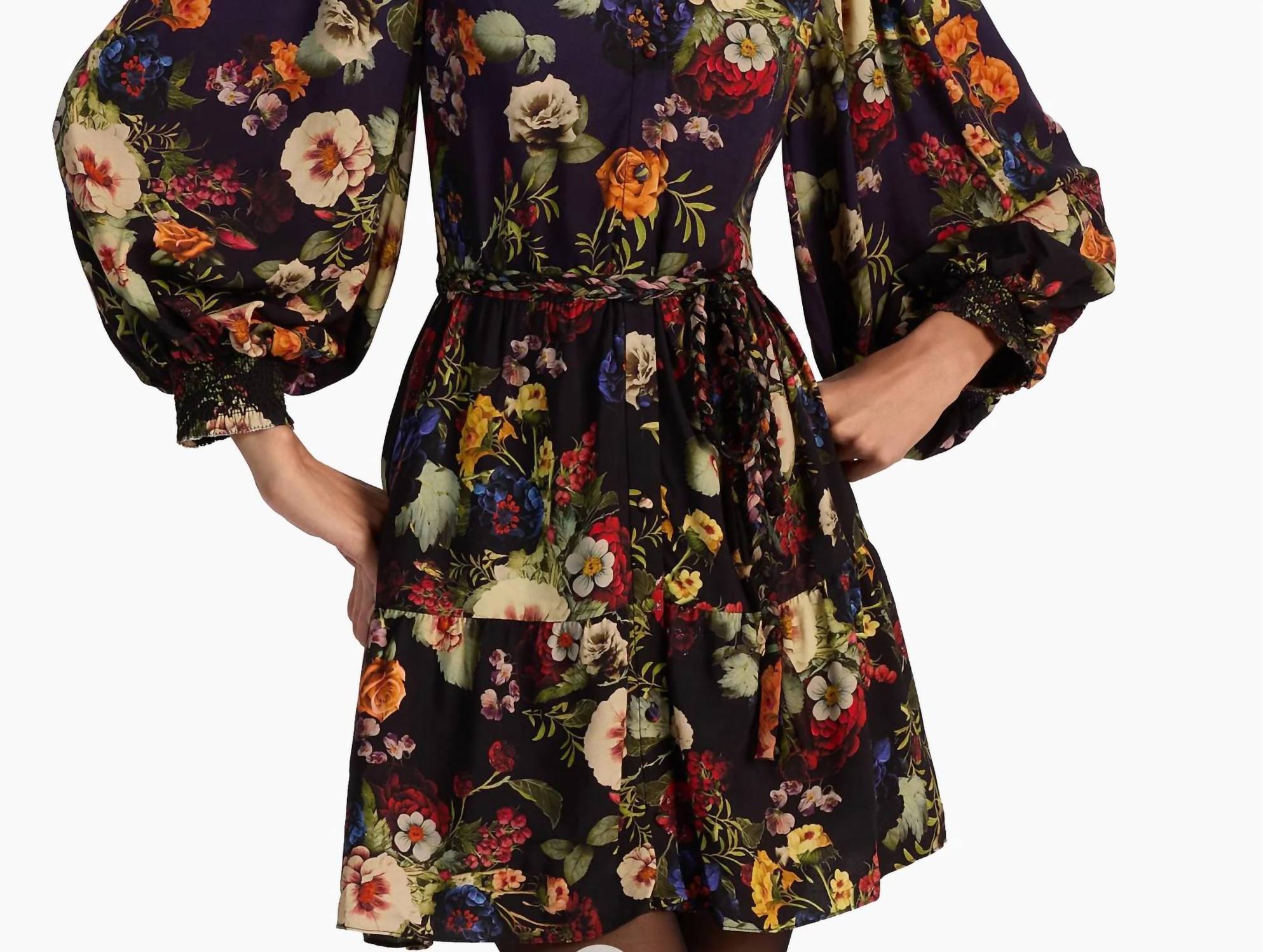 Alice + Olivia - Antonette Long Sleeve Button Front Mini Dress