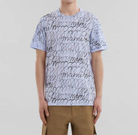MARNI Scribbled Motif Organic Cotton T-shirt in illusion blue - men's t-shirt