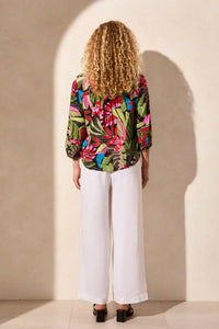 Tribal - 3/4 Slv Btn Frt Boulse W/ Pleats