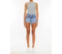 KanCan High Rise Mom Shorts in medium denim - women's shorts - view 5