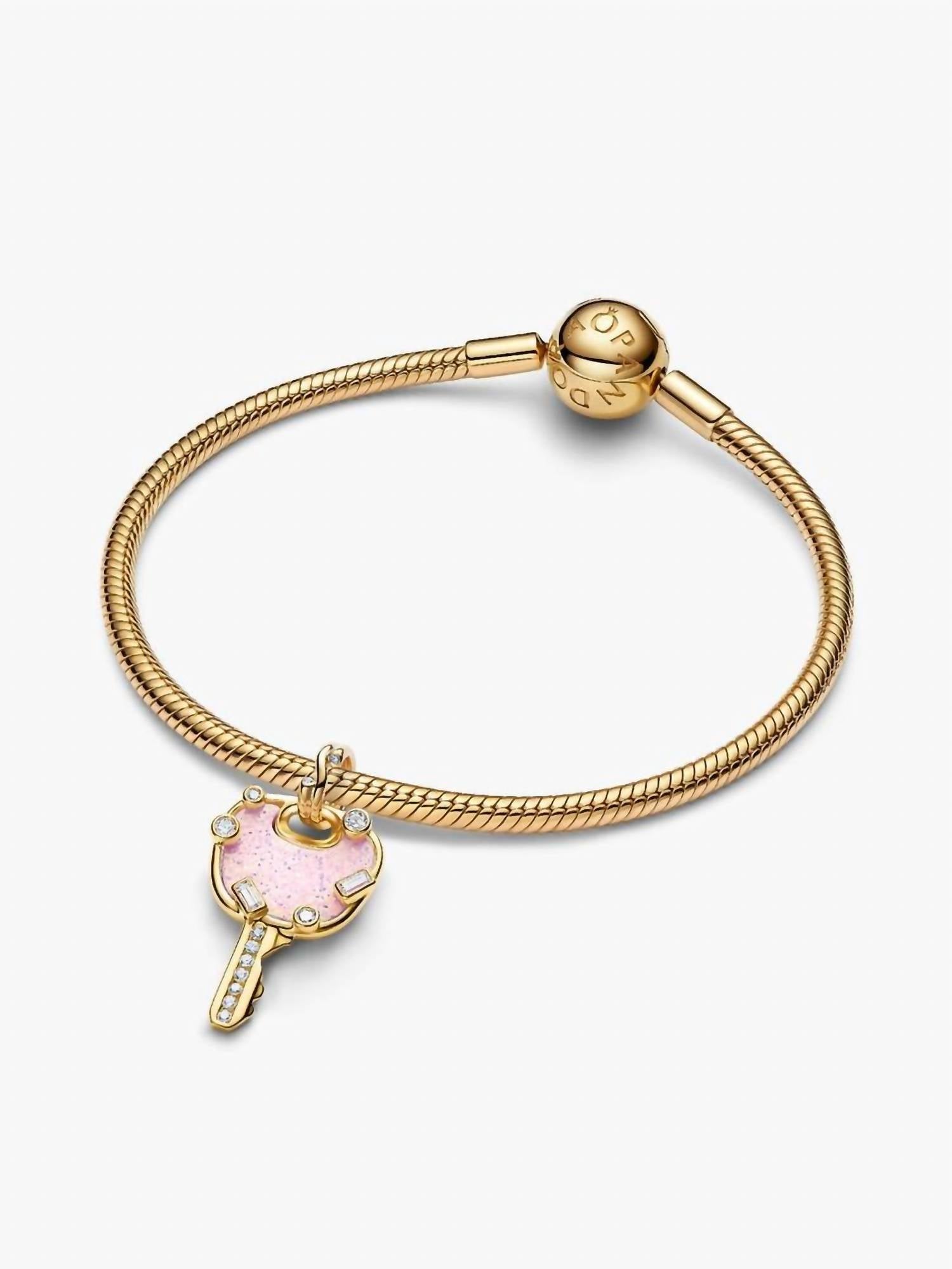 Pandora Love Key Large Dangle Charm in gold - women's jewelry - view 4