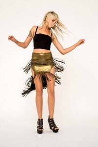 Omni - Metallic 3 Layered Fringe Skirt
