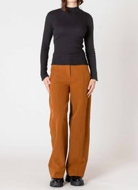 Dex Ribbed Mock Neck Top in black hoc winter - women's long sleeve top