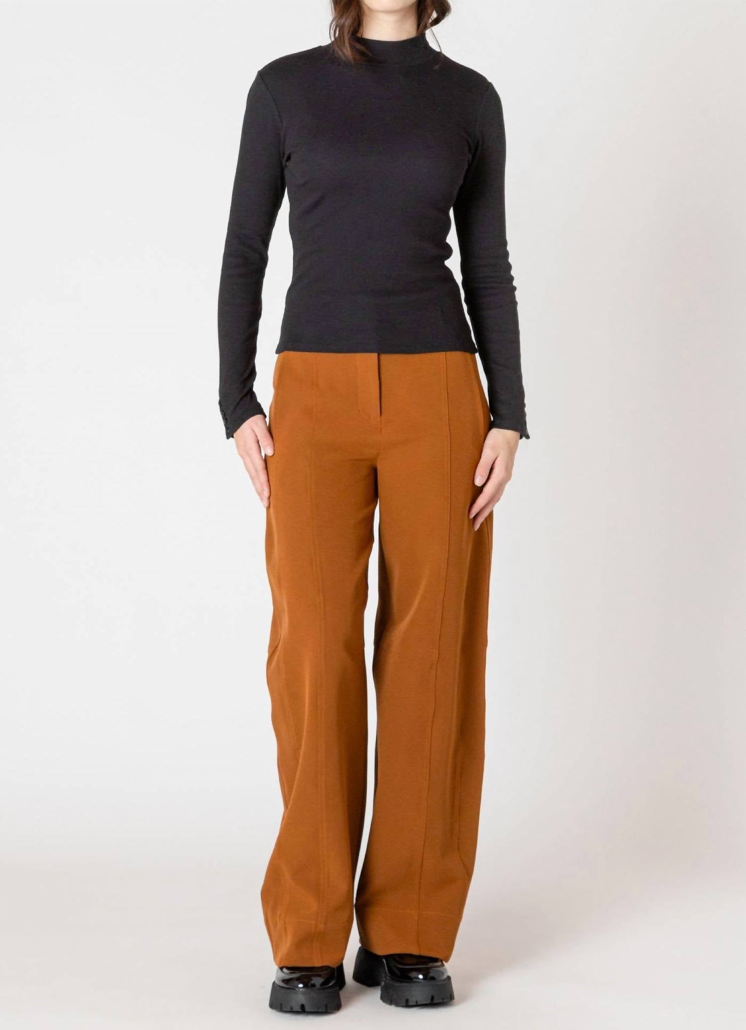 Dex Ribbed Mock Neck Top in black hoc winter - women's long sleeve top