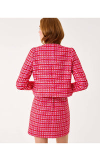 Lilly Pulitzer Kimia Jacket in cranberry red fiesta boucle 1 - women's jacket - alternate view