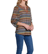 Multiples - Notch Neck Embroidered Top