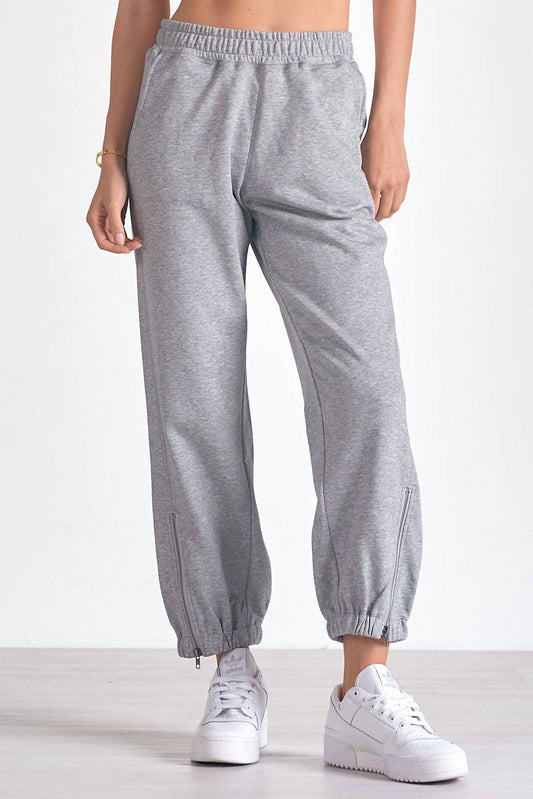 Elan - Heather Jogger with Zipper Detail
