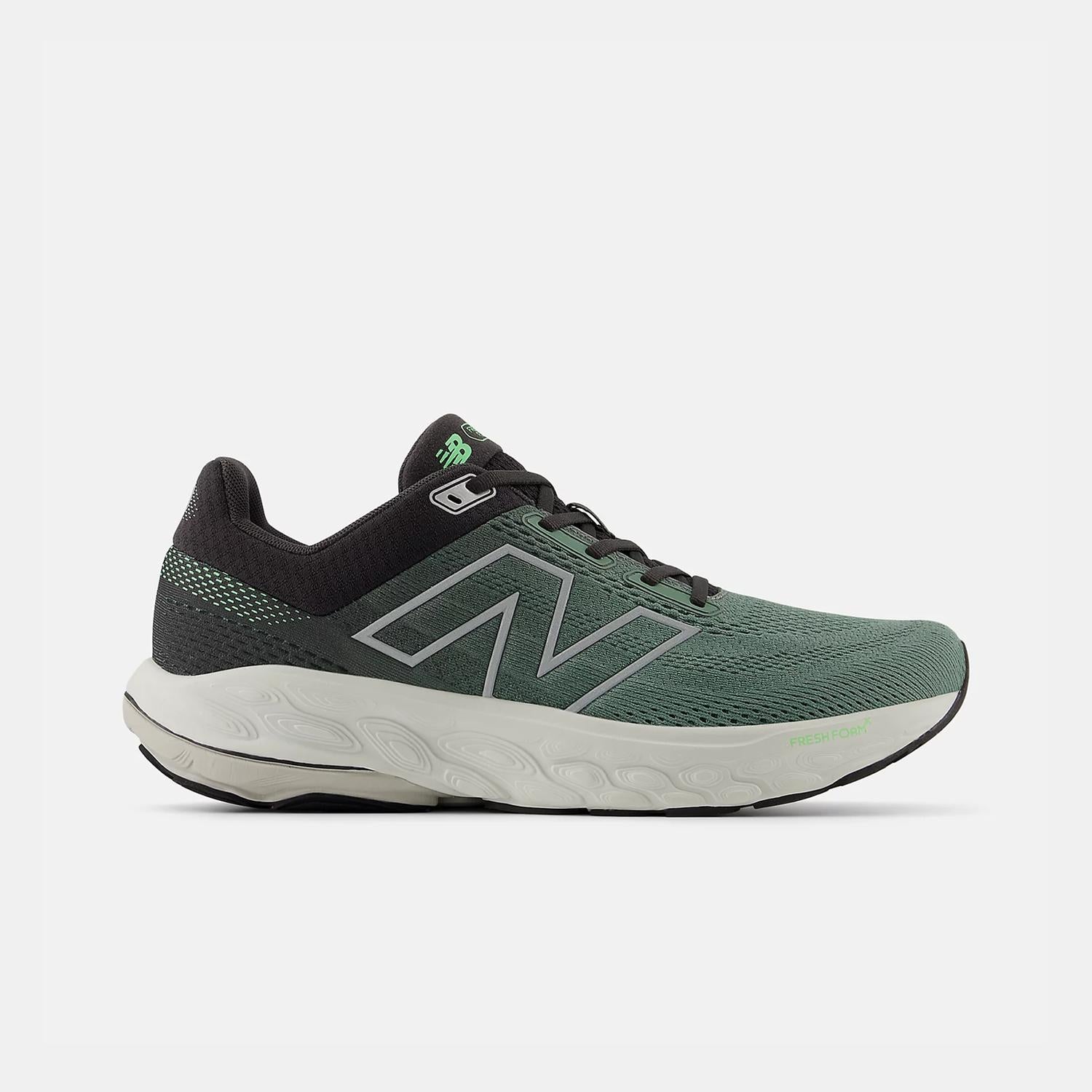 New Balance Men's Fresh Foam X 860v14 Running Shoes in dark juniper black cement grey matter - men's shoe - detail view