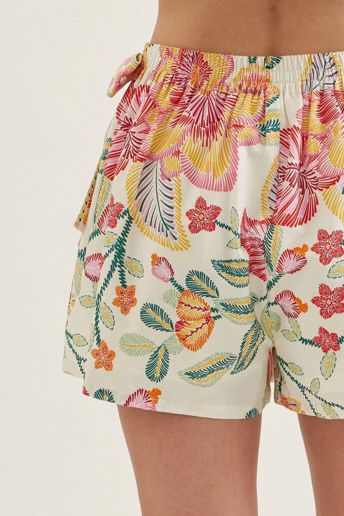 Entro - Botanical Print Wrap Front Skort