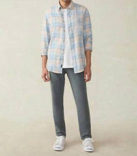 Faherty Long-sleeve Breeze Shirt in coral river plaid - men's long sleeve top