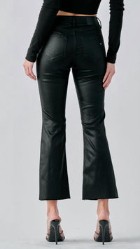 HIDDEN High Rise Coated Crop Flare Jeans in black - women's jeans - alternate view