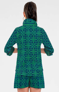 GRETCHEN SCOTT Boyfriend CDC Shirt in navy kelly - women's shirt - alternate view