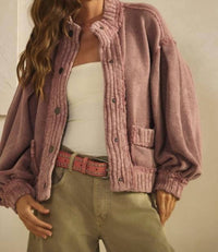 Lovlov - Washed Trim Cardigan Jacket