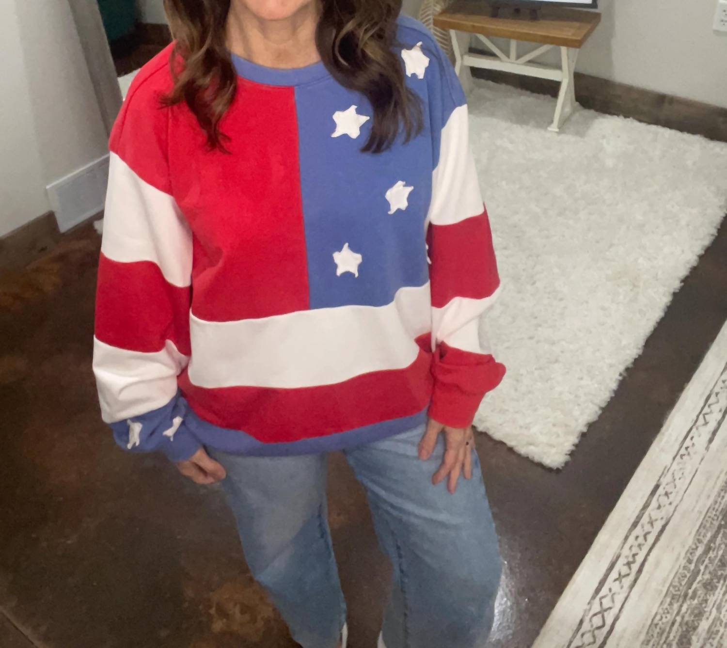 Sewn And Seen - Mineral Washed Americana Flag Sweatshirt