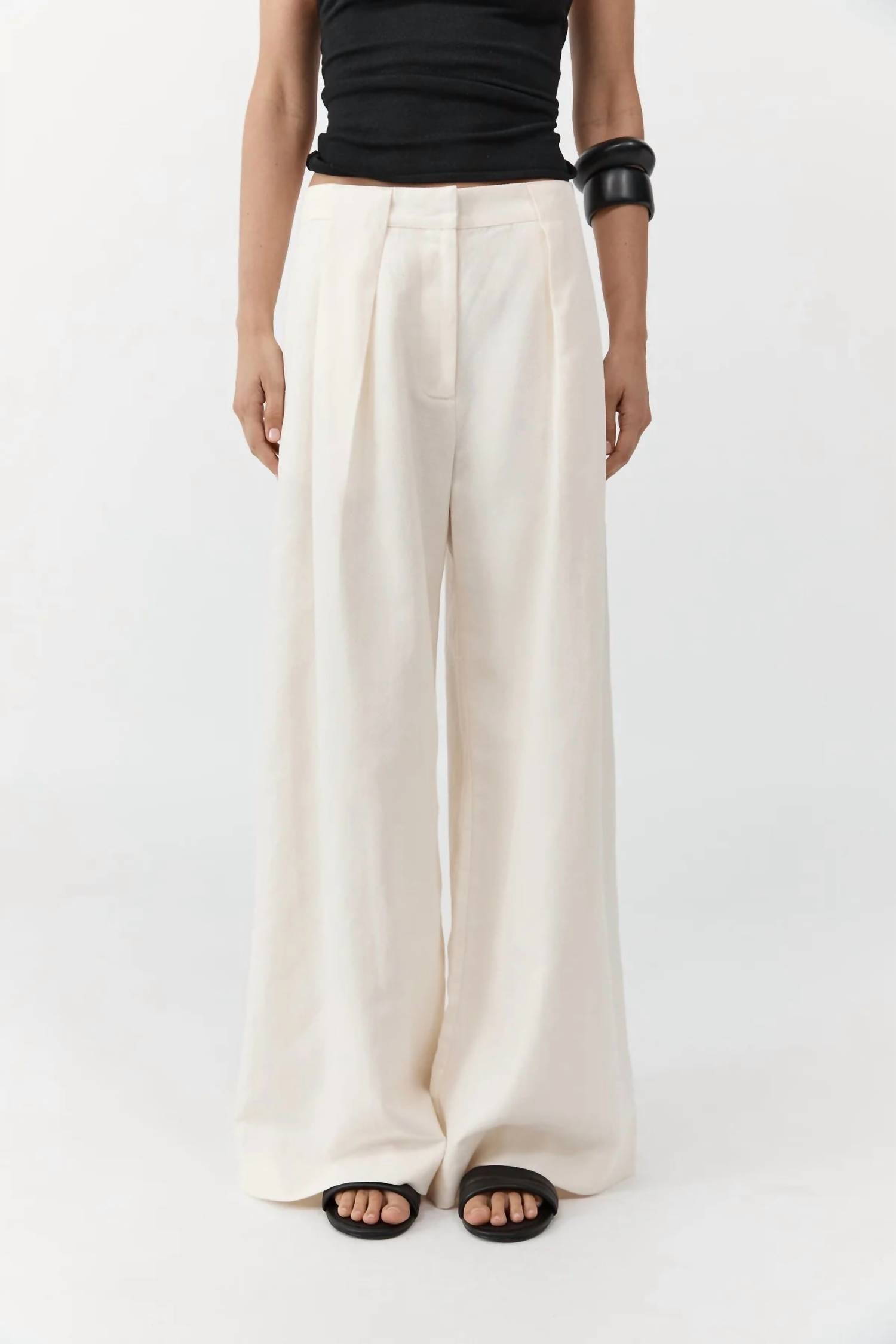 St. Agni PLEAT LOOP PANTS in ivory - women's pants