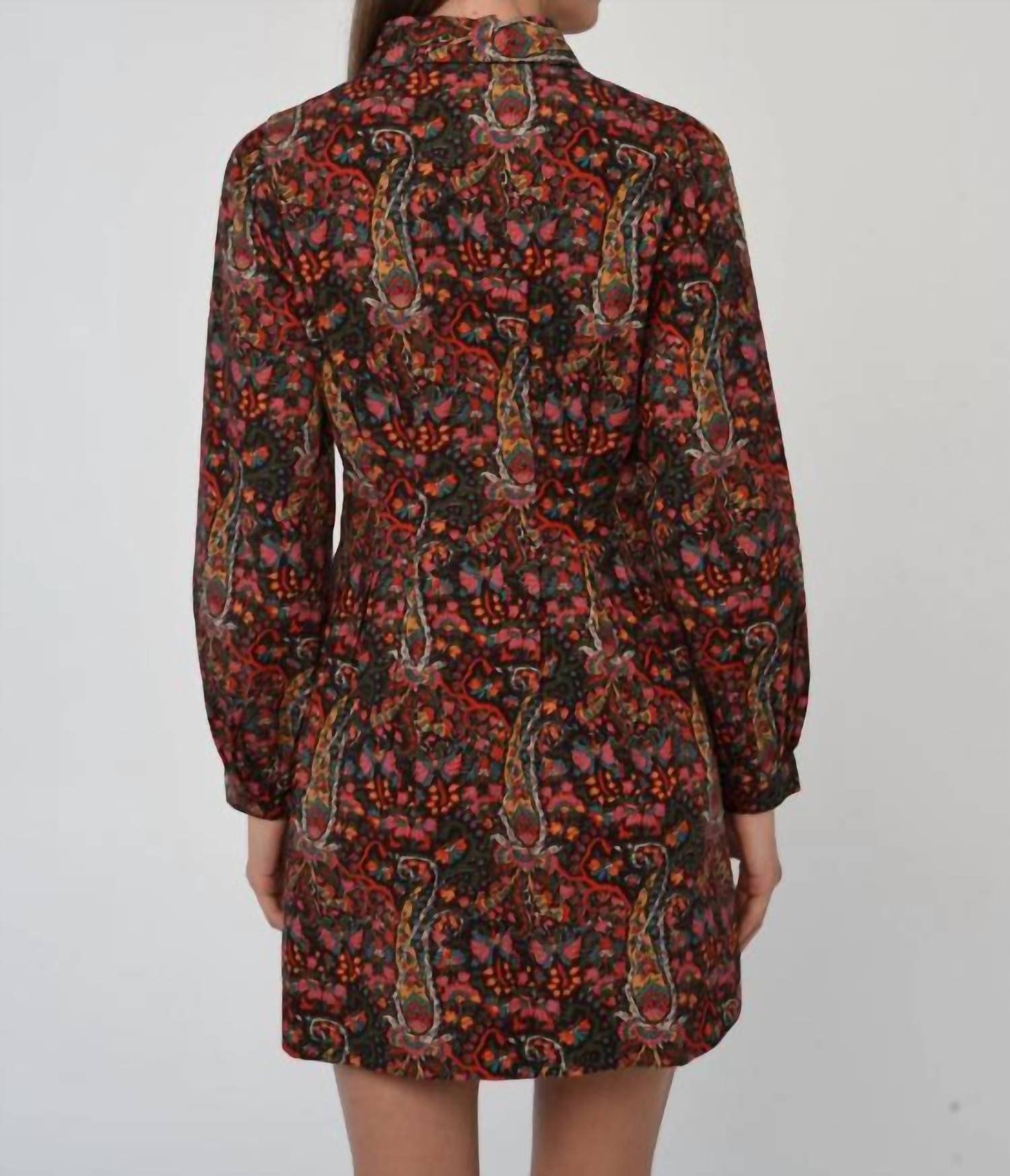 LOVE THE LABEL Marta Long Sleeve Mini Dress in harlequin - women's dress - alternate view
