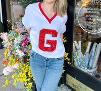 Queen Of Sparkles - Jewel 'g' Bubble V Neck Top