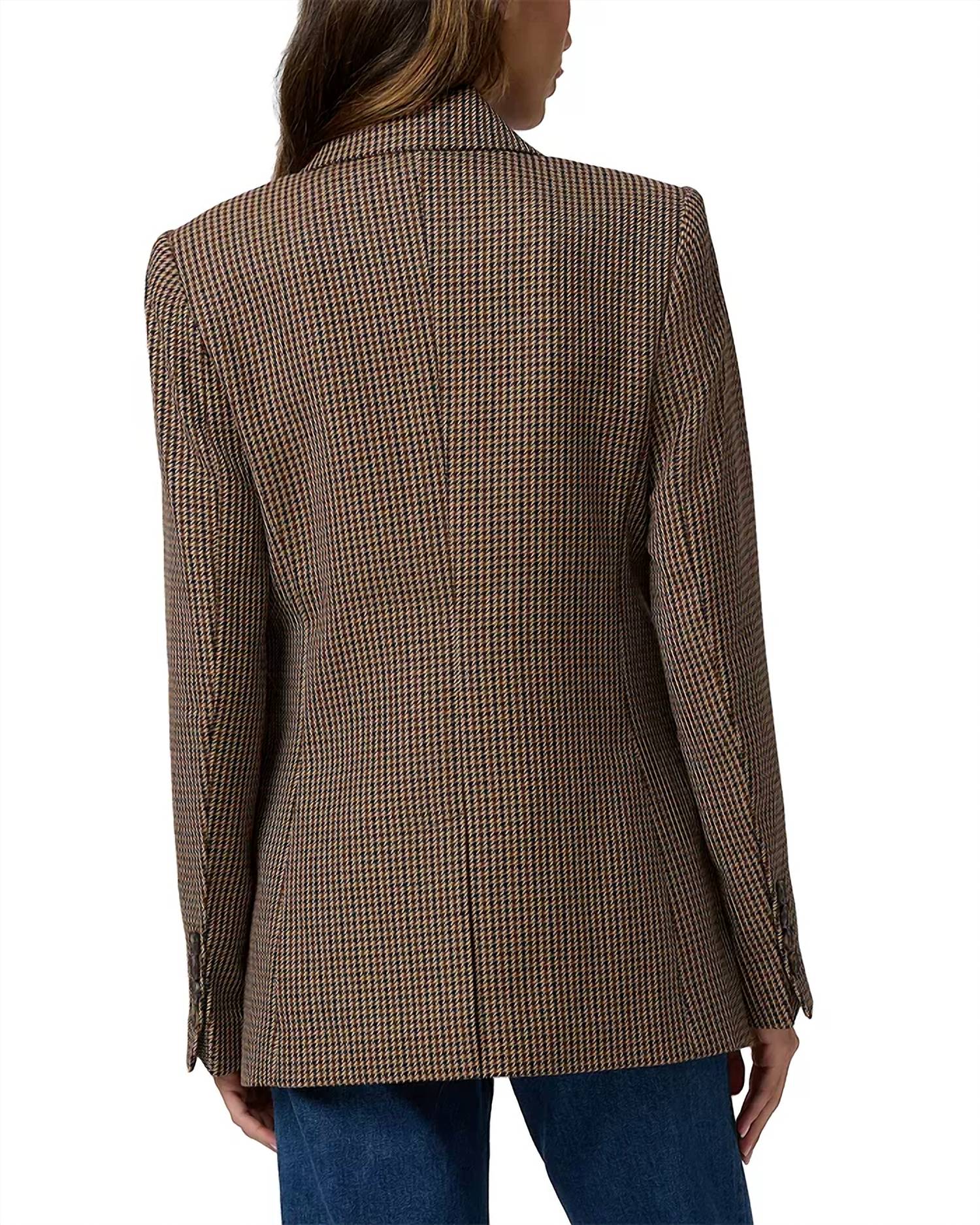 Paige Quentin Double Breasted Blazer in brown multi - women's jacket - detail view