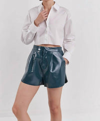 Grey Lab - High-waisted Faux Leather Shorts