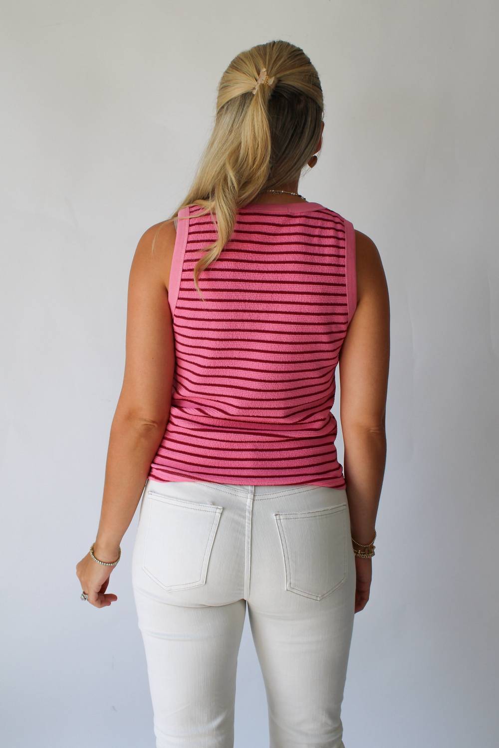 Karlie Eliza Striped Vest in pink - women's jacket - alternate view