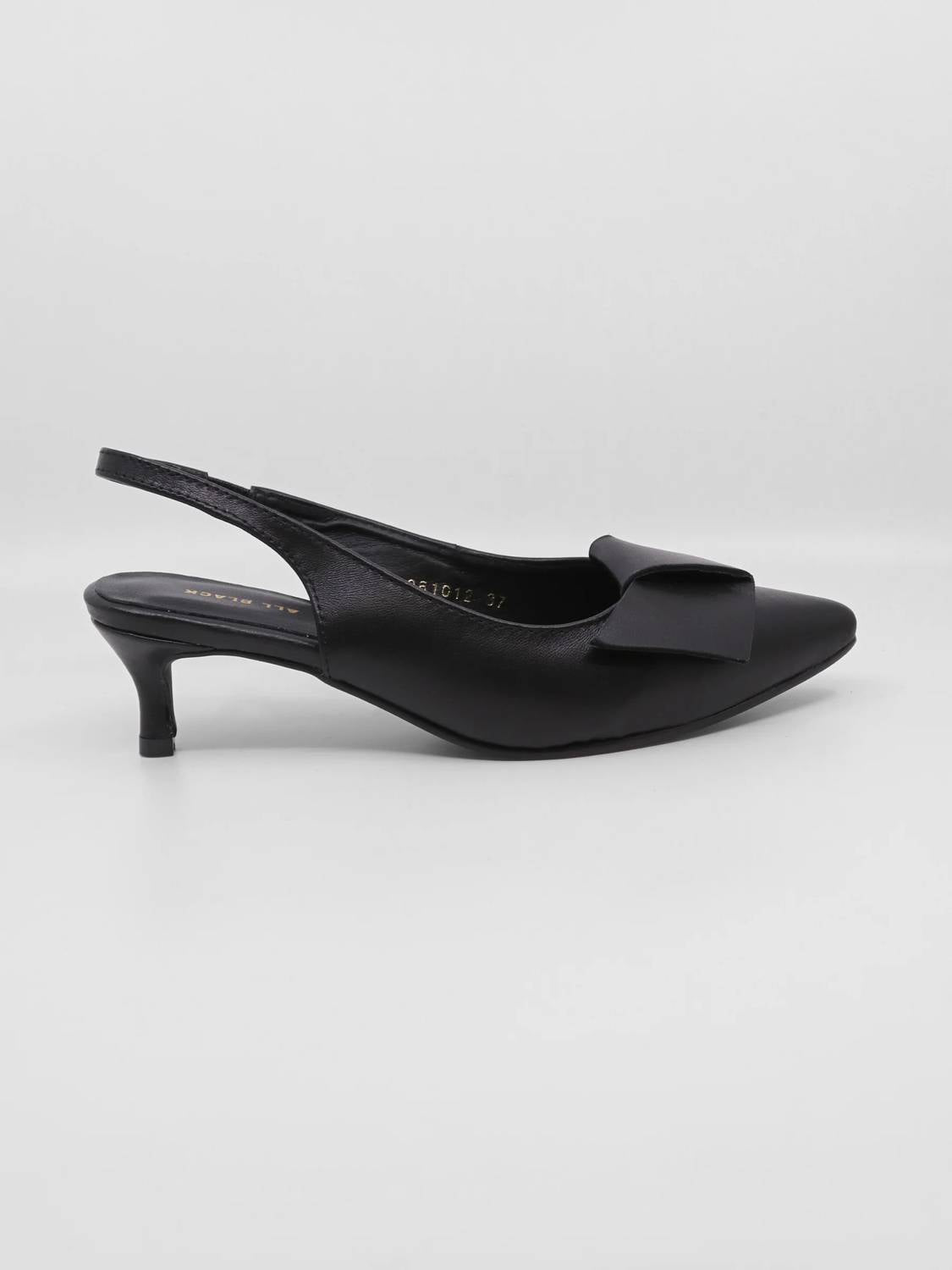 All Black - Women's Flatbow Kitten Slingback Heel
