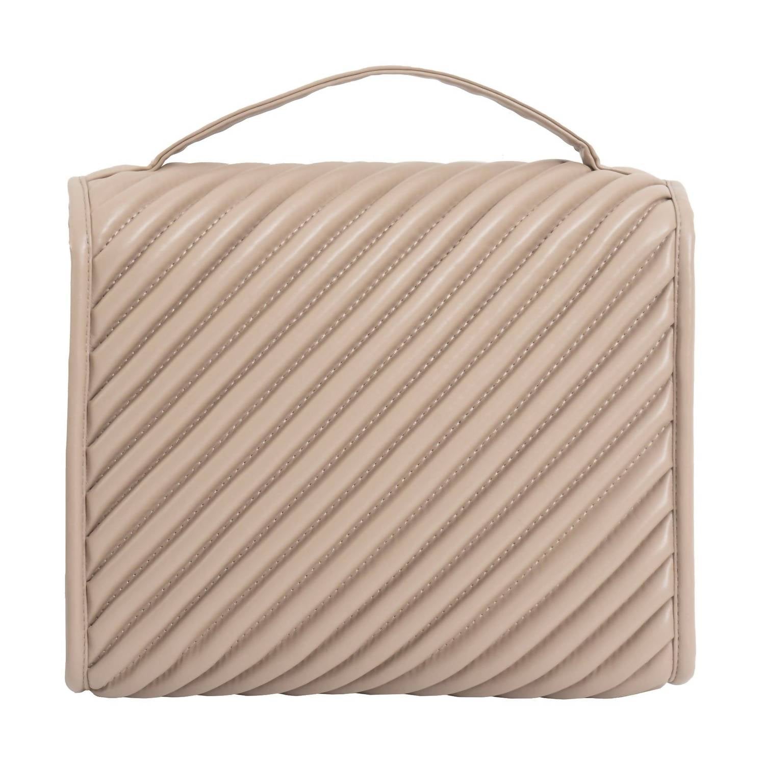 Joan & David - Women's Large Diagonal Quilted Hanging Toiletry Case