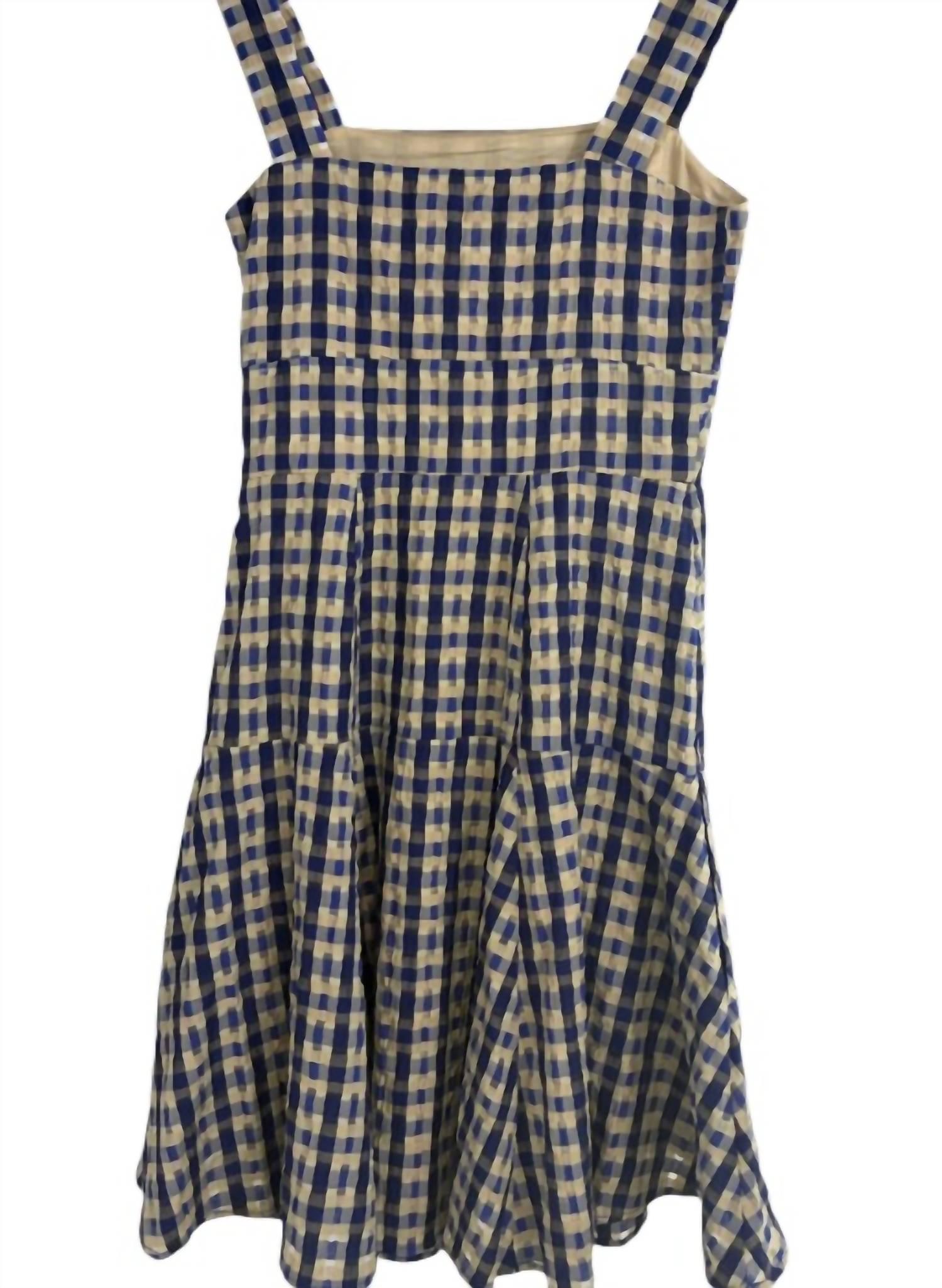 Rosie Assoulin Women's Skater Dress in seersucker check - women's dress - detail view