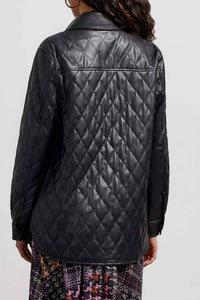 Tribal - Quilted Pleather Shirt Jacket