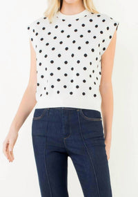 THML Polka Dot Sleeveless Top in cream - women's blouse
