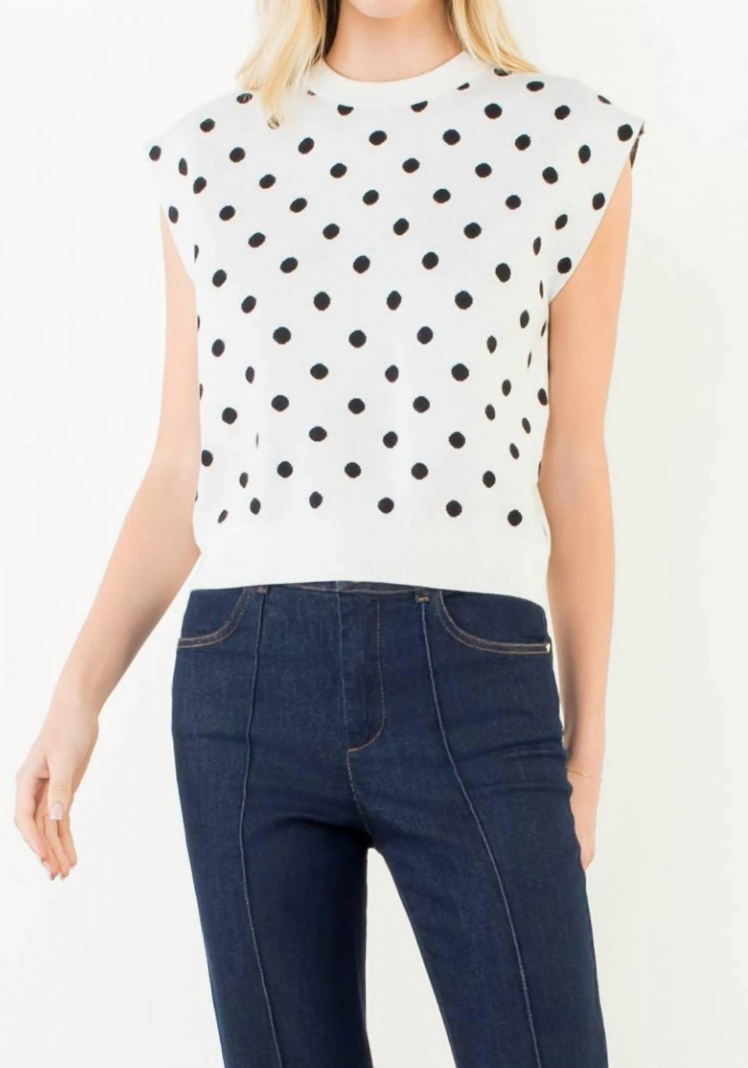 THML Polka Dot Sleeveless Top in cream - women's blouse
