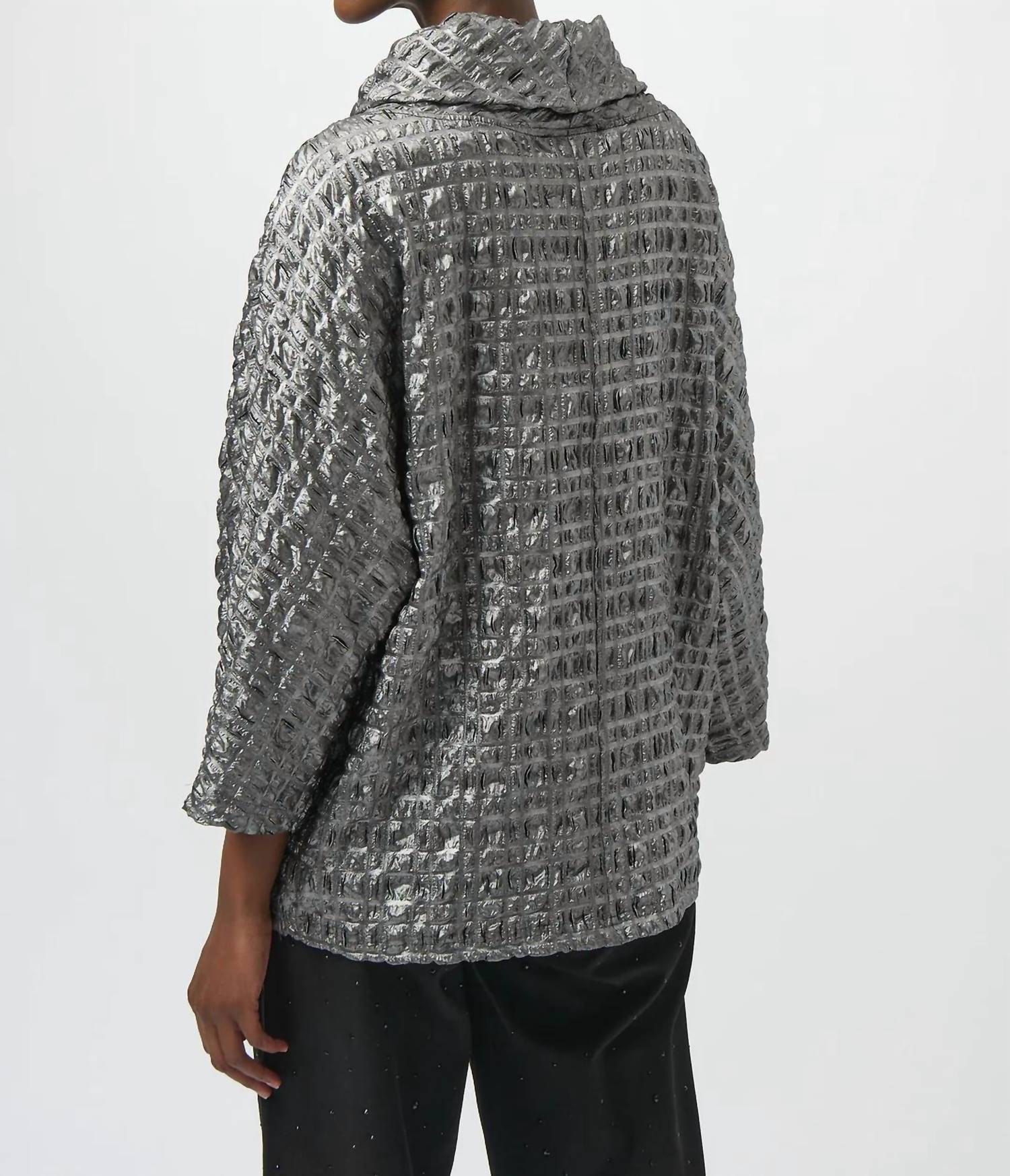 Joseph Ribkoff - Foiled Cowl Neck 3/4 Dolman Sleeves Top