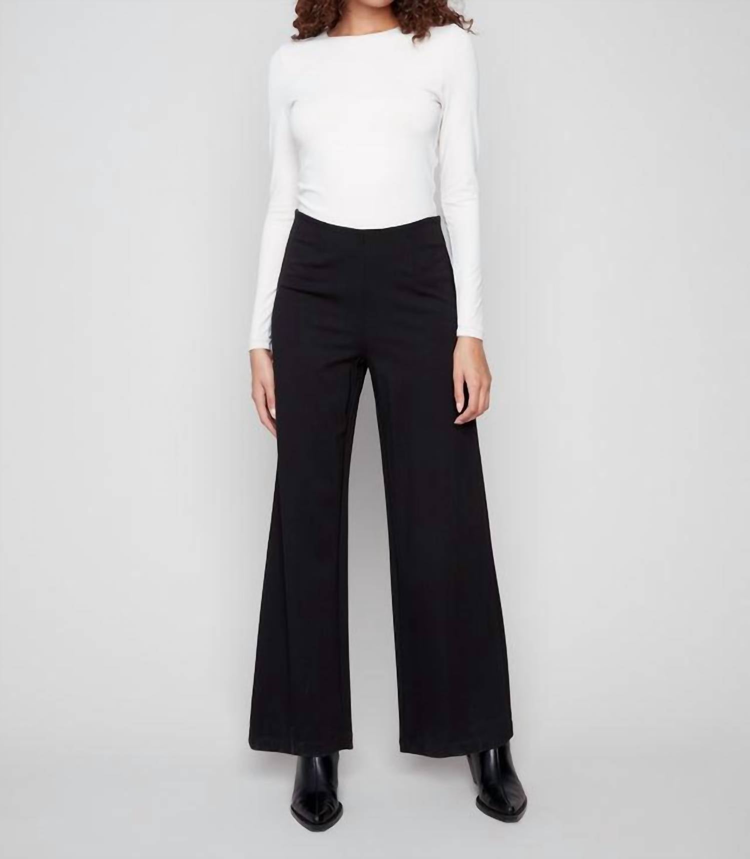 Charlie B - Pull-on Ponte Wide Leg Pants