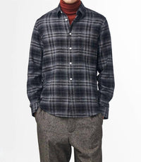 NN07 Arne Long Sleeve Shirt in dark grey check - men's long sleeve top